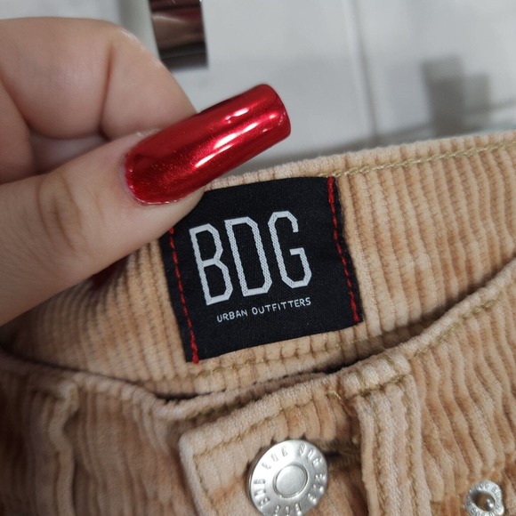 BDG High & Wide Corduroy Pants Womens 24 Light Brown 100% Cotton Pockets Zip - Picture 10 of 13